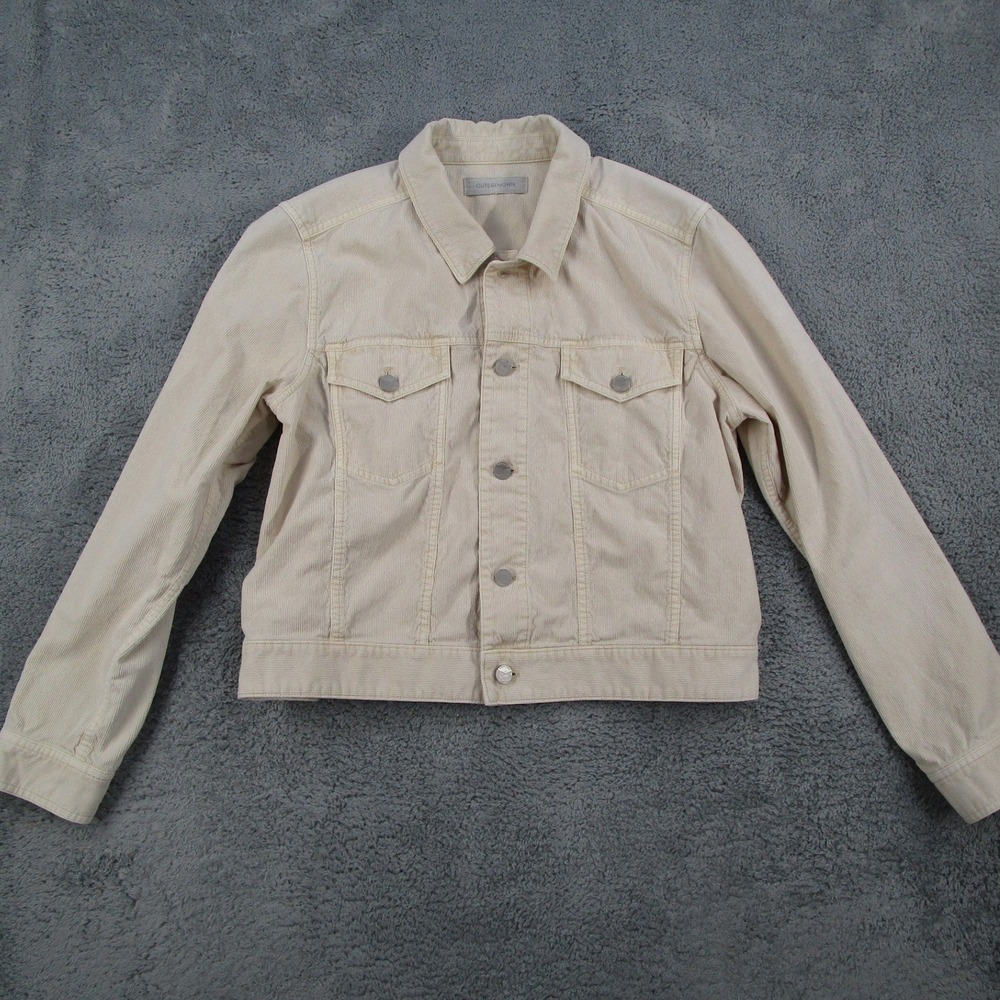 Outerknown Womens XL Corduroy Trucker Jacket Cream Organic Cotton Button Front
